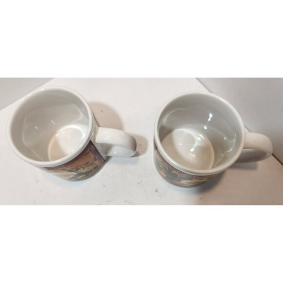 Vtg Houston Harvest Currier & Ives "Early Winter" Ceramic Mugs Set of 2 - Picture 3 of 16